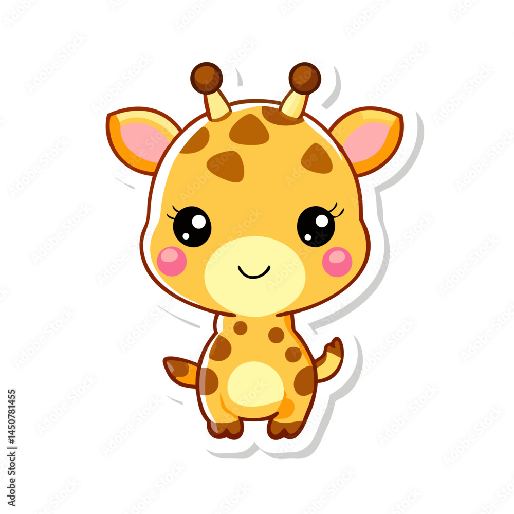 Fototapeta premium a giraffe sticker icon kawaii