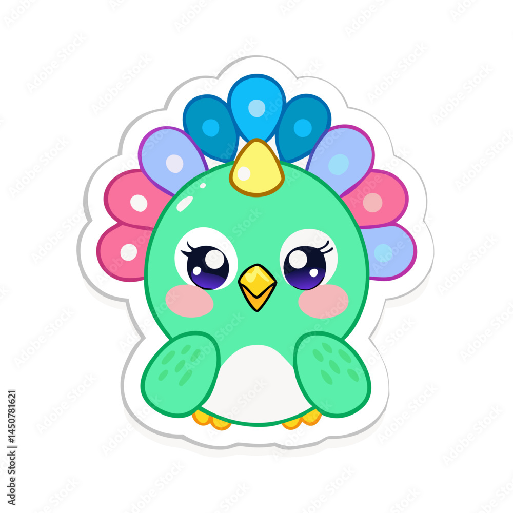 Fototapeta premium peacock sticker icon isolated on white background