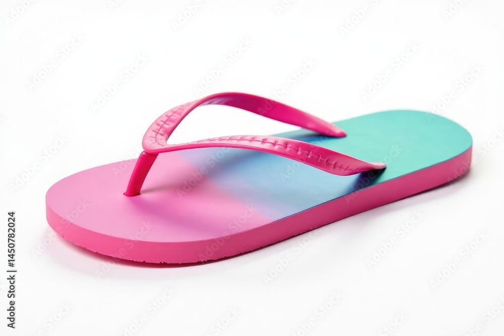 A single flip-flop isolated on white background , summer accessory, rubber sandal A single flip-flop isolated on white background , summer accessory, rubber sandal