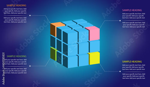 Cube infographic template design, cube shape infographics presentation for PPT