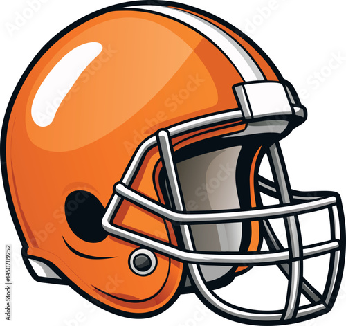 American Football Helmet Vector Illustration — Sport Protective Headgear Clipart, Grunge Style, Game Equipment, Team Uniform Design Isolated on White