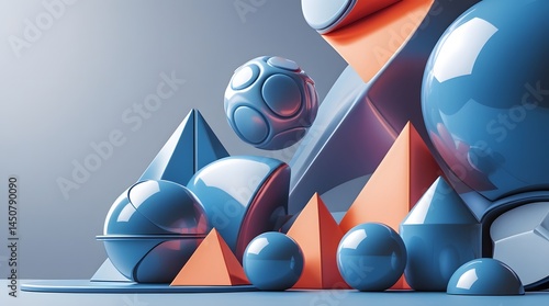 3D geometric shapes background 