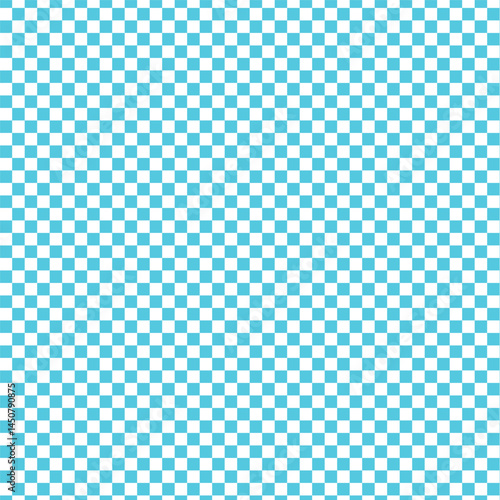 Cyan and white gingham pattern in seamless checkered layout for modern fabric, surface, and digital backgrounds