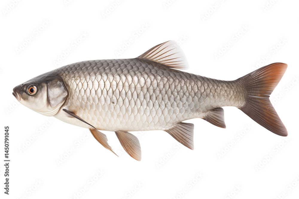 Isolated image showcasing a silver fish with fins and scales on a in vivid detail transparent background png Isolated image showcasing a silver fish with fins and scales on a in vivid detail transparent background png