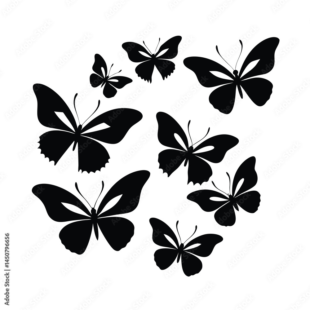 Fototapeta premium Butterfly Shadow Vector Design in Black