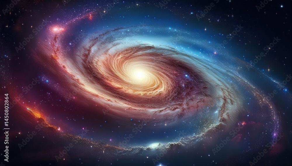 Fototapeta premium spectacular spiral galaxy displayed against a star studded backdrop of cosmic dust