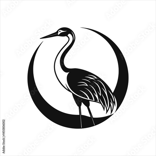 Sandhill Crane Silhouette Logo Vector Design