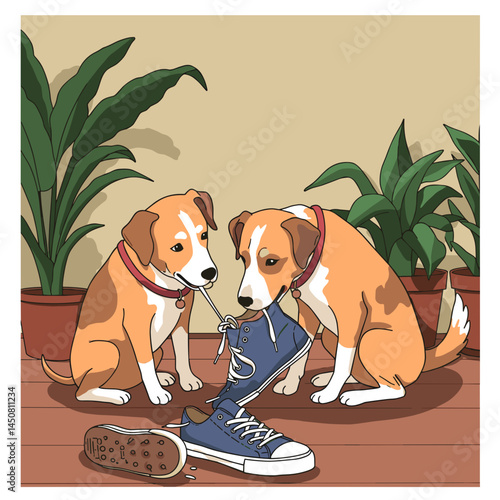 Dogs chew shoes in the comfort of their own home 