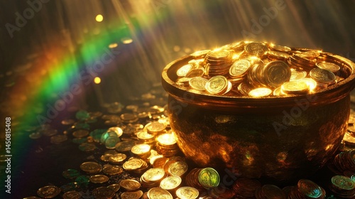 Obraz na płótnie A Golden Pot of Fortune: A Treasure Trove of Wealth w salonie