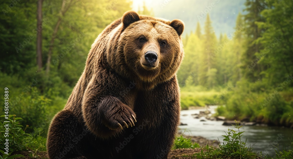 Obraz premium Brown Bear Portrait in the Forest