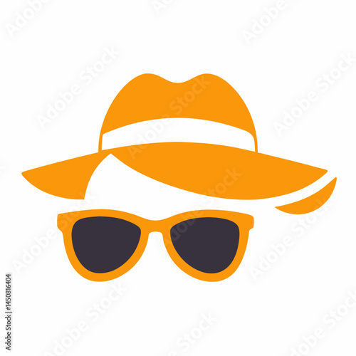 Sun Hats and Sunglasses Vector Summer Accessories in Simple Graphic Style