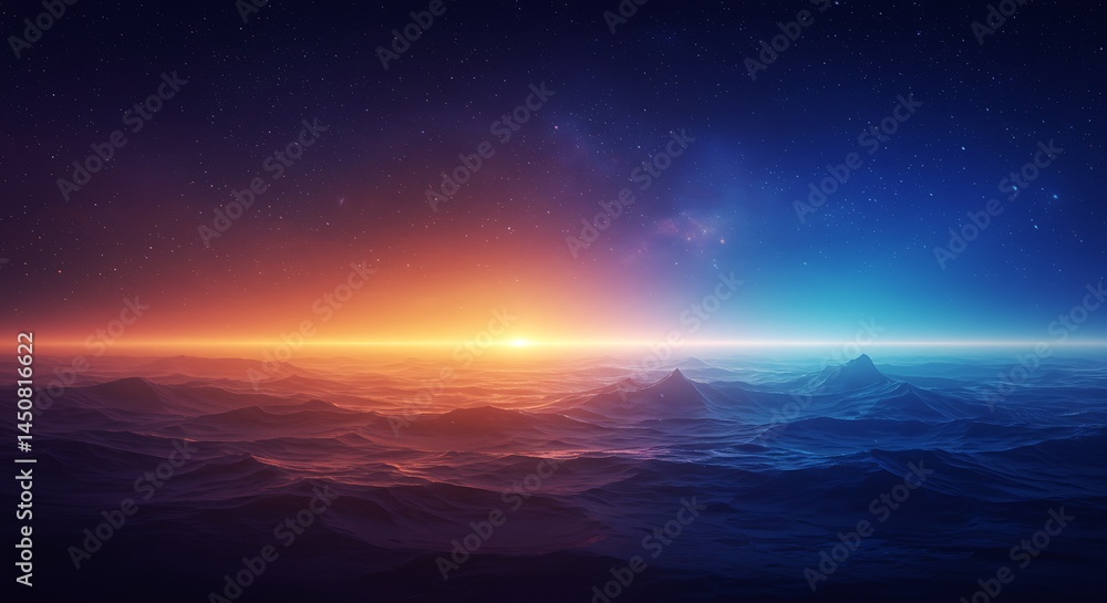 Obraz premium Spectacular Sunset Over a Distant Planet