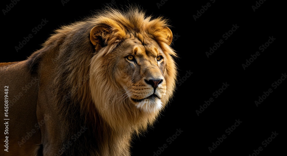 Fototapeta premium Lion Portrait on Black Background