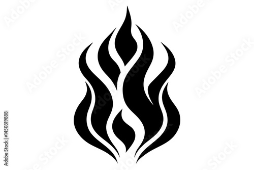 A fiery vector illustration depicts a hot set of burning flames, a warm blaze design. 