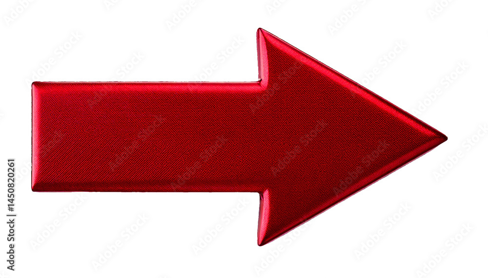 Obraz premium Red Marsala arrow, sleek and bold, pointing left across a pristine white transparent background, symbolizing direction and purpose. The arrow’s deep hue contrasts sharply with the clarity of its backg