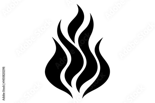 Fiery vector flames burn with hot orange and yellow light, a blazing symbol of danger.