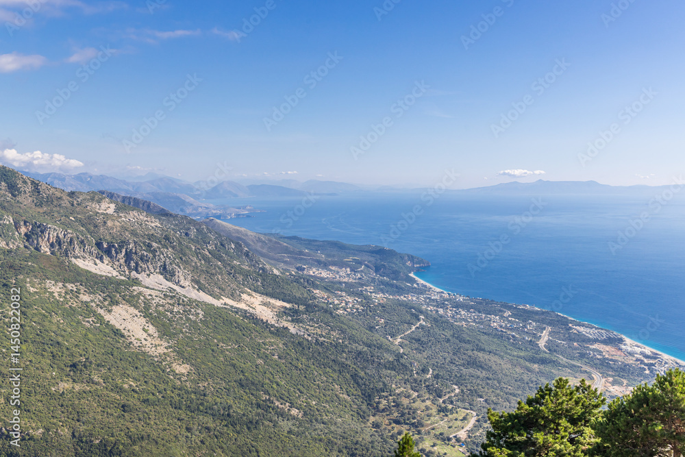 View of the Straits of Corfu, between the Ionian and Adriatic Seas, from near Llogara Pass.