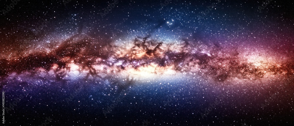 Obraz premium Cosmic Milky Way galaxy, night sky, space exploration, background, design