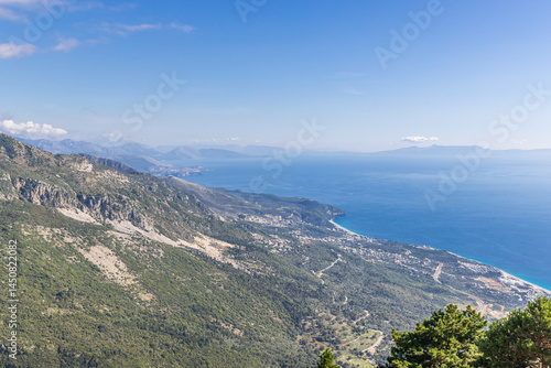 Obraz na płótnie View of the Straits of Corfu, between the Ionian and Adriatic Seas, from near Llogara Pass. w salonie