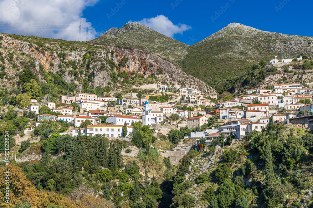 Naklejka premium The mountain village of Dhermi, Albania.