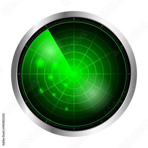 Green radar screen. Military search system. Futuristic HUD radar display. HUD radar display. vector illustration