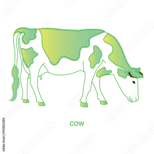 Vector icon for Cow in Outline Style. Represents livestock farming, dairy production, and sustainable animal husbandry in agricultural practices.