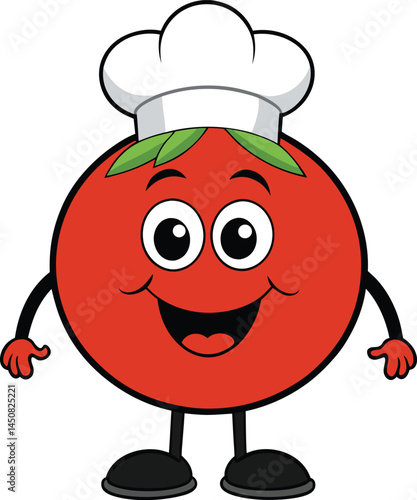 Cheerful Tomato Chef mascot logo design
