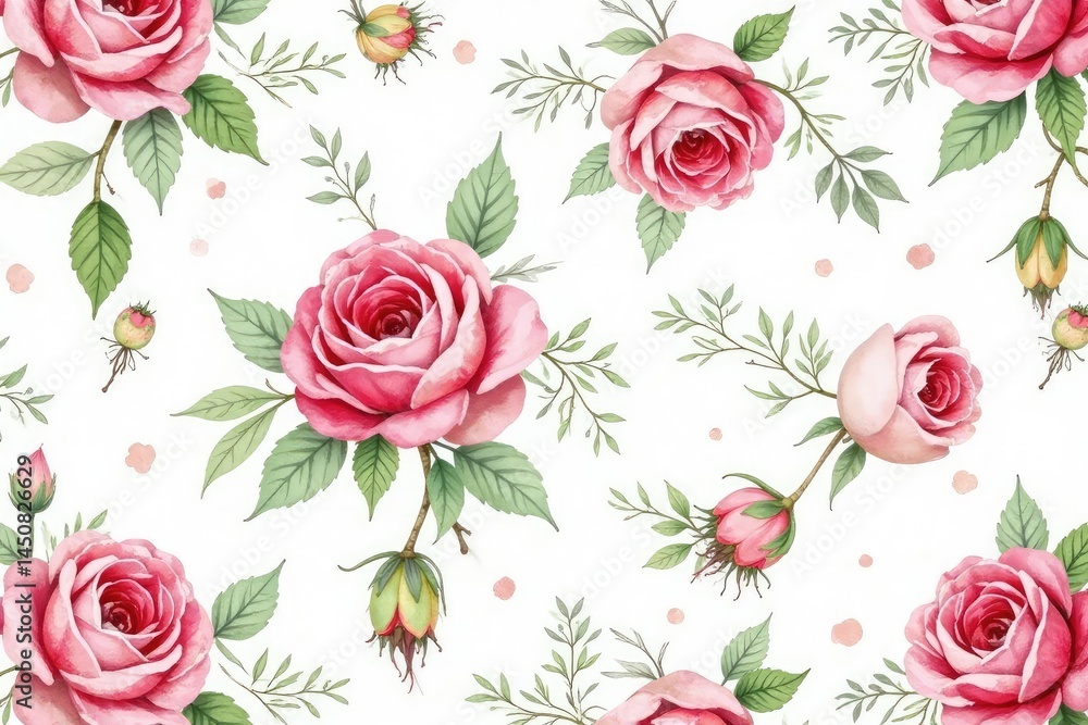 custom made wallpaper toronto digitalDelicate watercolor roses & leaves, repeat pattern, seamless background, leaves, design