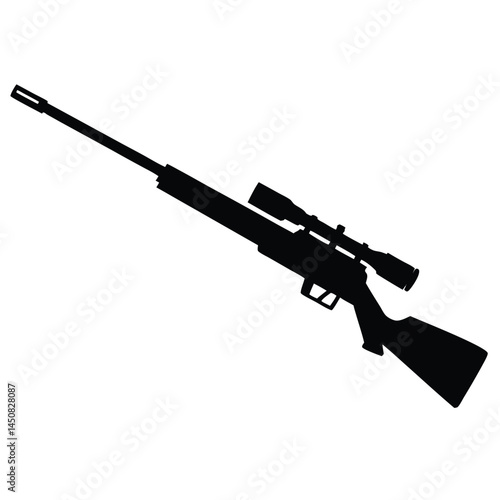 High-Powered Rifle with Scope Silhouette Illustration