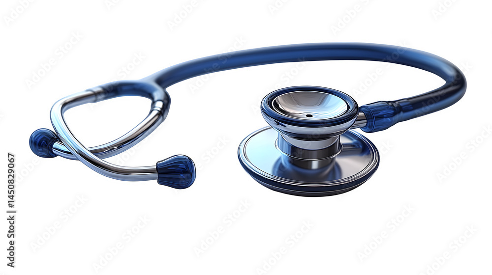Blue stethoscope icon. 3D rendering isolated on white background. Cartoon plastic style Blue stethoscope icon. 3D rendering isolated on white background. Cartoon plastic style