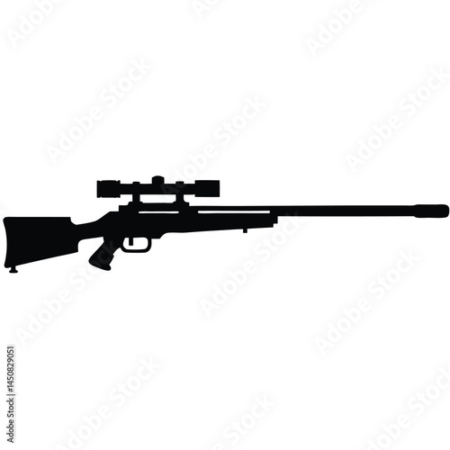 High-Powered Sniper Rifle Silhouette A Vector Illustration