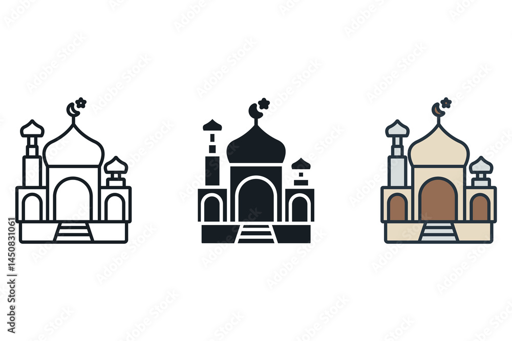 mosque icons isolated on White Background. Flat style design mosque icons isolated on White Background. Flat style design