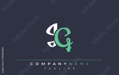 Elegant Stylized JQ Lettering Design. Stylish Modern Logo featuring Monogram Letters in White and Teal Shade