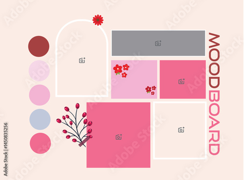 Spring Mood board Illustration Design Mood Board Template Vector
