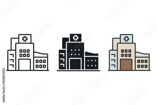hospital icons isolated on White Background. Flat style design