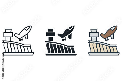 airport icons isolated on White Background. Flat style design