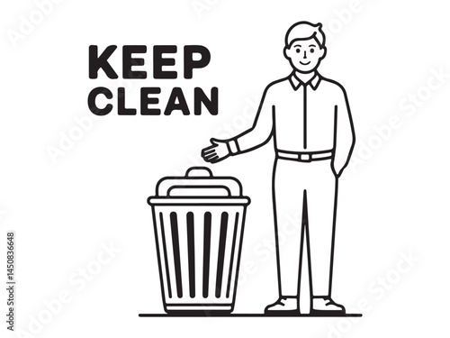 Smiling person disposing of trash, promoting cleanliness