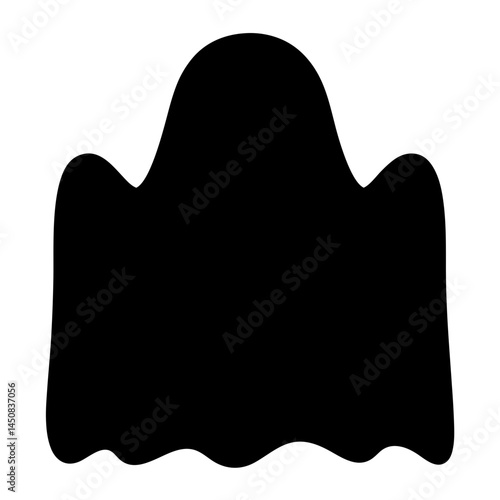 A simple black ghost silhouette on a white background for Halloween