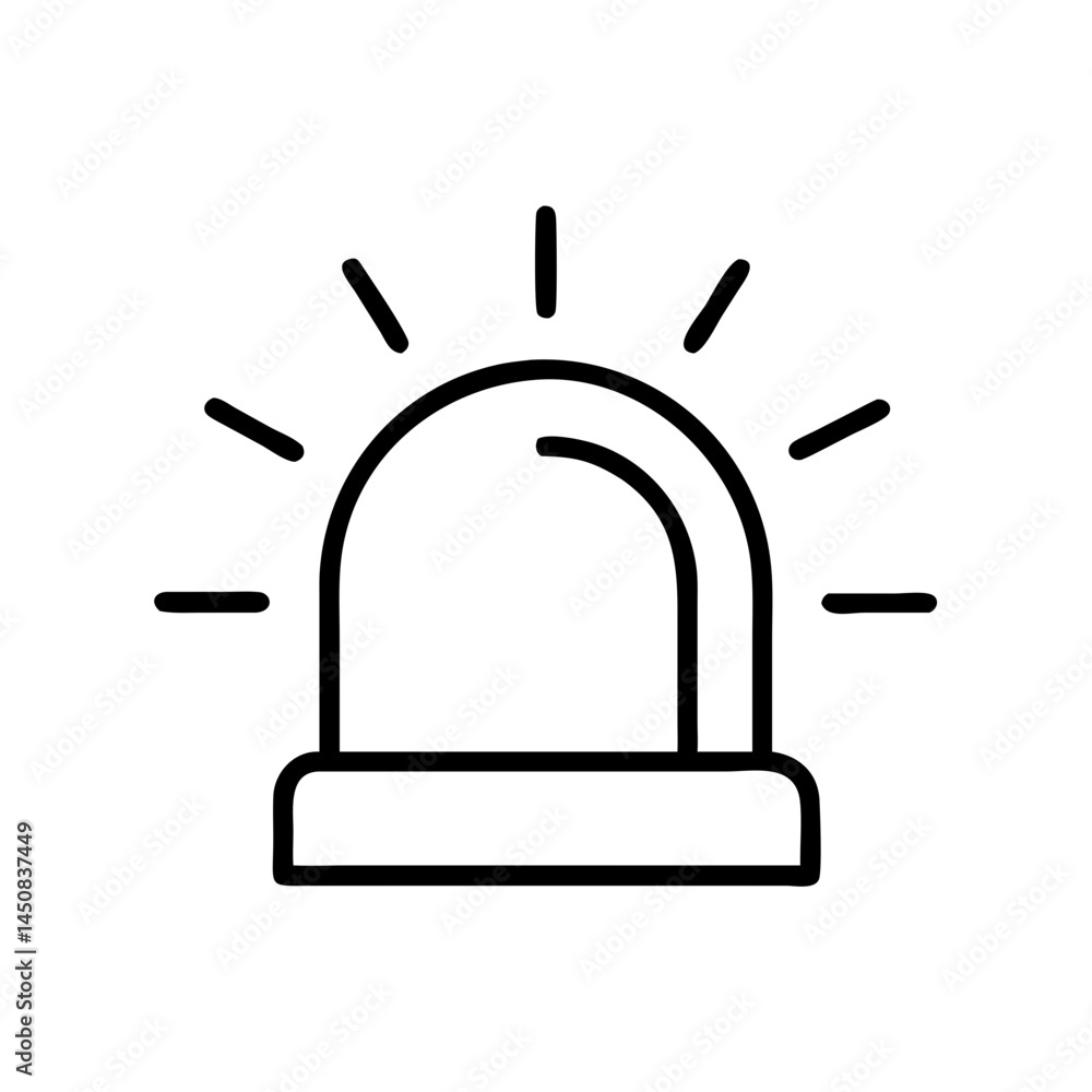 Emergency siren icon in black outline style on white background Emergency siren icon in black outline style on white background