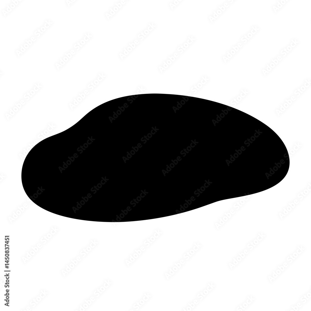 An abstract black organic blob shape on a white empty background An abstract black organic blob shape on a white empty background