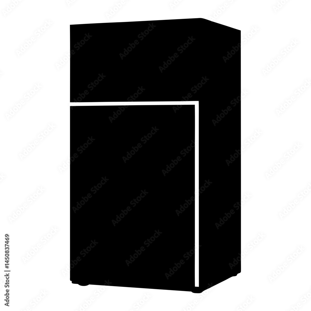 Abstract black and white refrigerator illustration with a minimalist design Abstract black and white refrigerator illustration with a minimalist design
