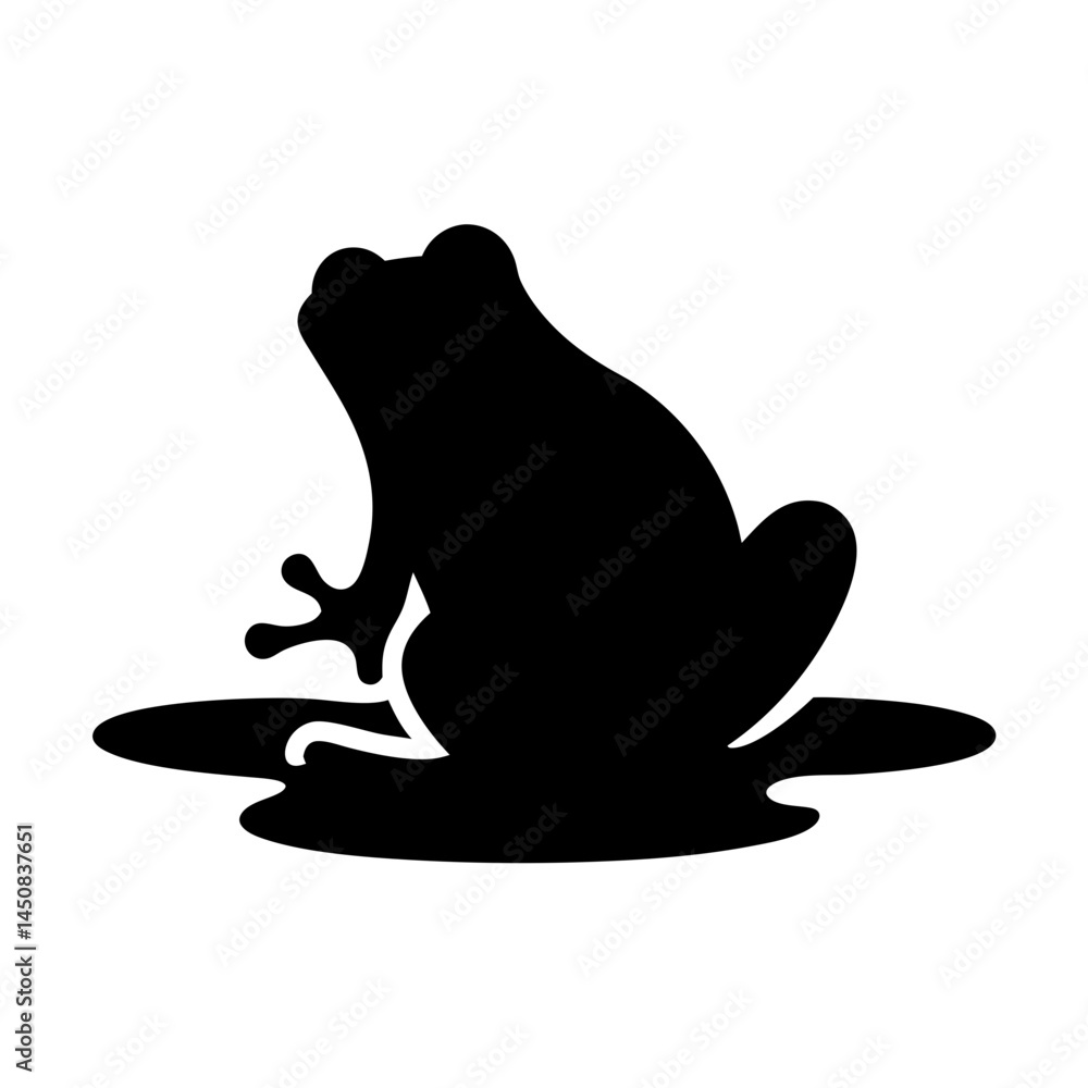 Obraz premium Silhouette of a frog sitting in water, casting a dark shadow