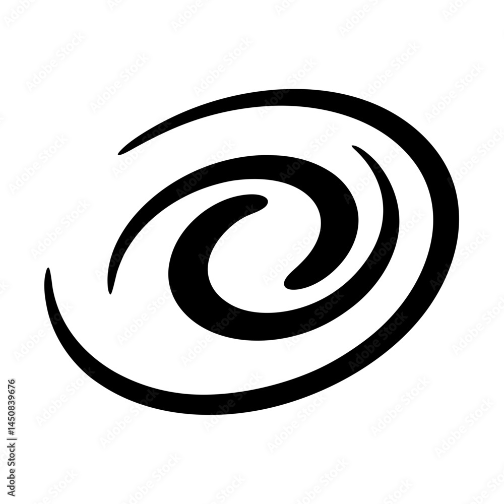 Simple black spiral vortex design on a white background creating motion Simple black spiral vortex design on a white background creating motion