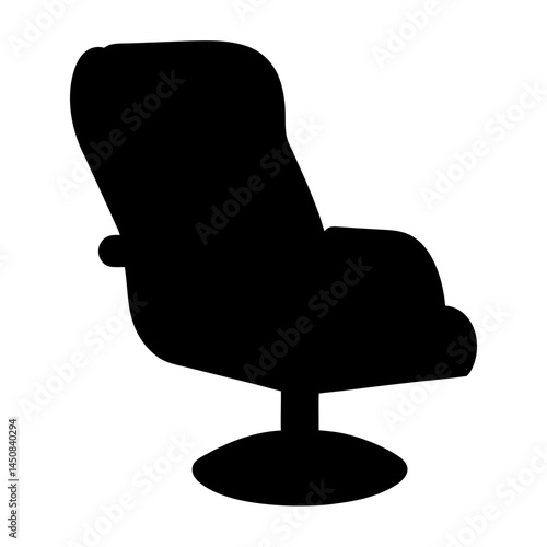 Black silhouette of a comfortable swivel armchair, perfect for relaxing moments