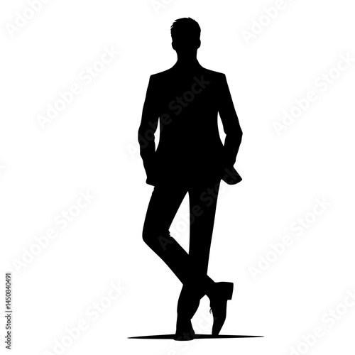 Businessman silhouette in formal attire against transparent background  