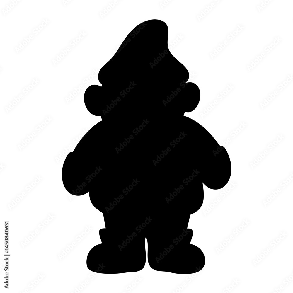 Silhouette of a whimsical gnome, a fairy tale figure on white background Silhouette of a whimsical gnome, a fairy tale figure on white background