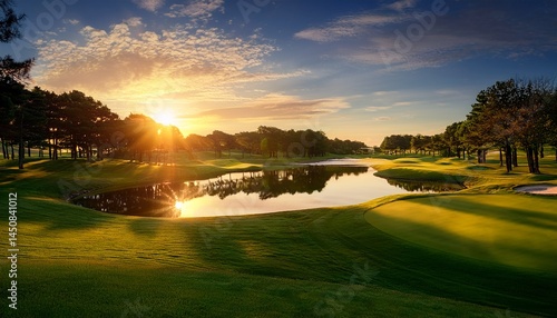 sunset over the golf course
