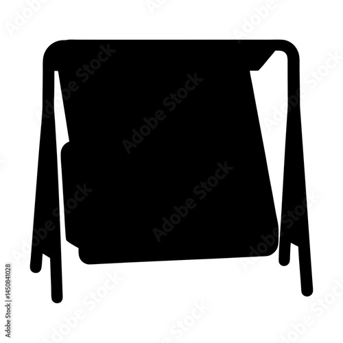Silhouette of a vintage chalkboard or display easel, with rounded corners
