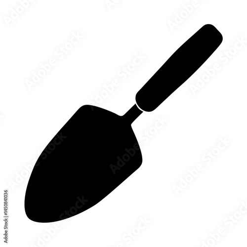 Silhouette of a garden trowel, small gardening hand tool for transplanting