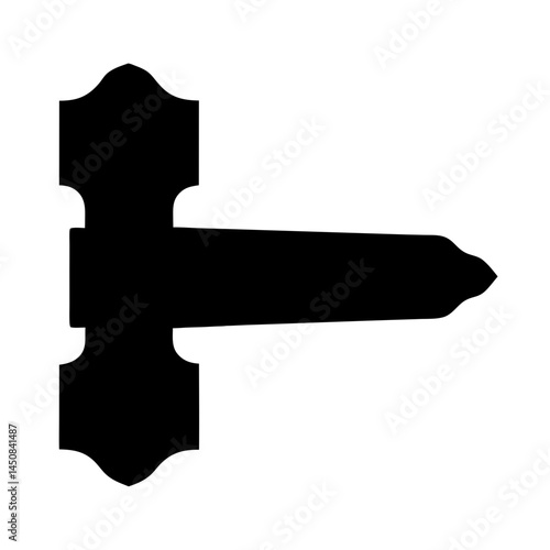 Solid Black Decorative Door Hinge with Ornate Leaf Shaped Mounting Plate